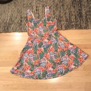 SOLD Tropical Print Floral fit n flare dress